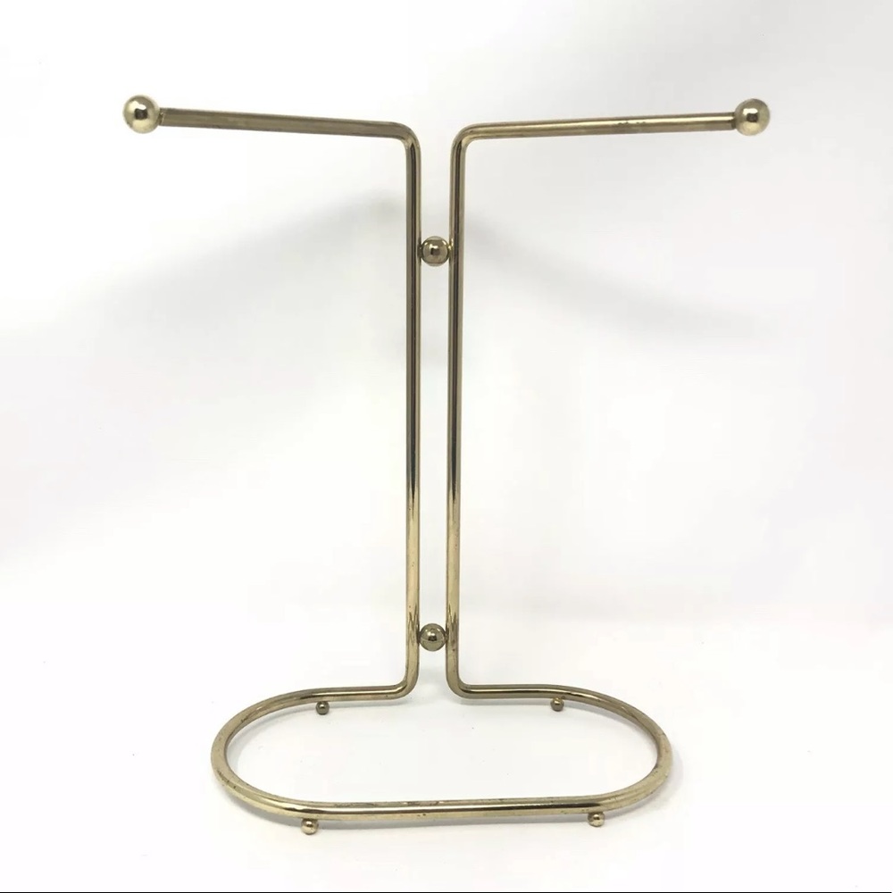 Vintage Brass Jewelry Stand Towel Holder Metal
